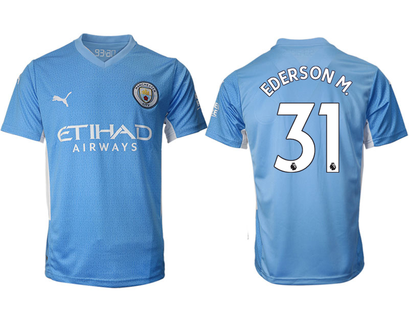 Men 2021-2022 Club Manchester city home aaa version blue #31 Soccer Jersey->manchester city jersey->Soccer Club Jersey